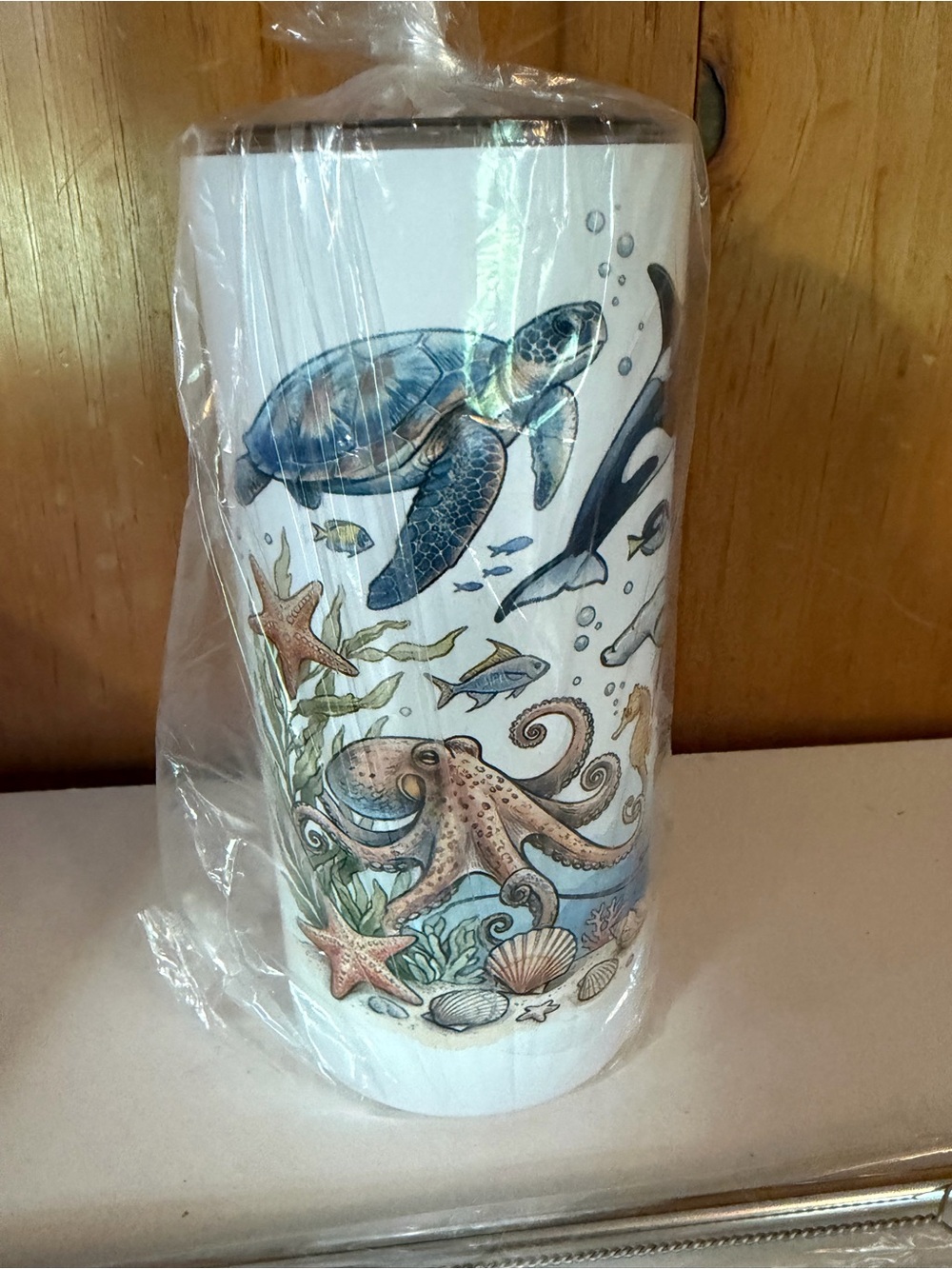 Ocean Life stainless steel Tumbler - Blue and Cream